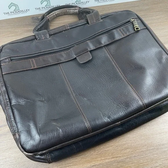 Classic Samsonite Leather Top loader Briefcase Dark Brown Business‎ Work Travel